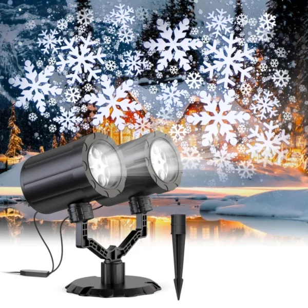 Waterproof Christmas Snowfall Projector Lights by FLEVO Dynamic LED Snow Effect Light for Outdoor Indoor Garden Yard Holiday Party Decor