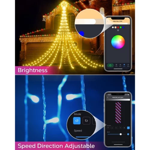 23FT Outdoor Christmas Decorations Star String Lights Smart RGB Led Tree Lights Waterfall DIY Prese 05