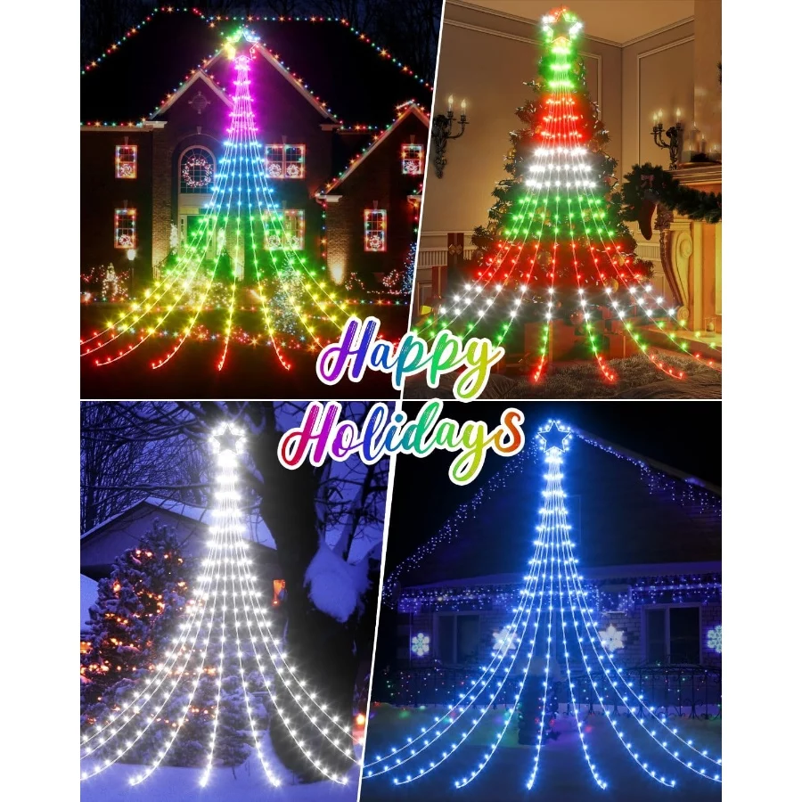 23FT Outdoor Christmas Decorations Star String Lights, Smart RGB Led Tree Lights Waterfall DIY Prese - 06 23FT Outdoor Christmas Decorations Star String Lights Smart RGB Led Tree Lights Waterfall DIY Prese 06