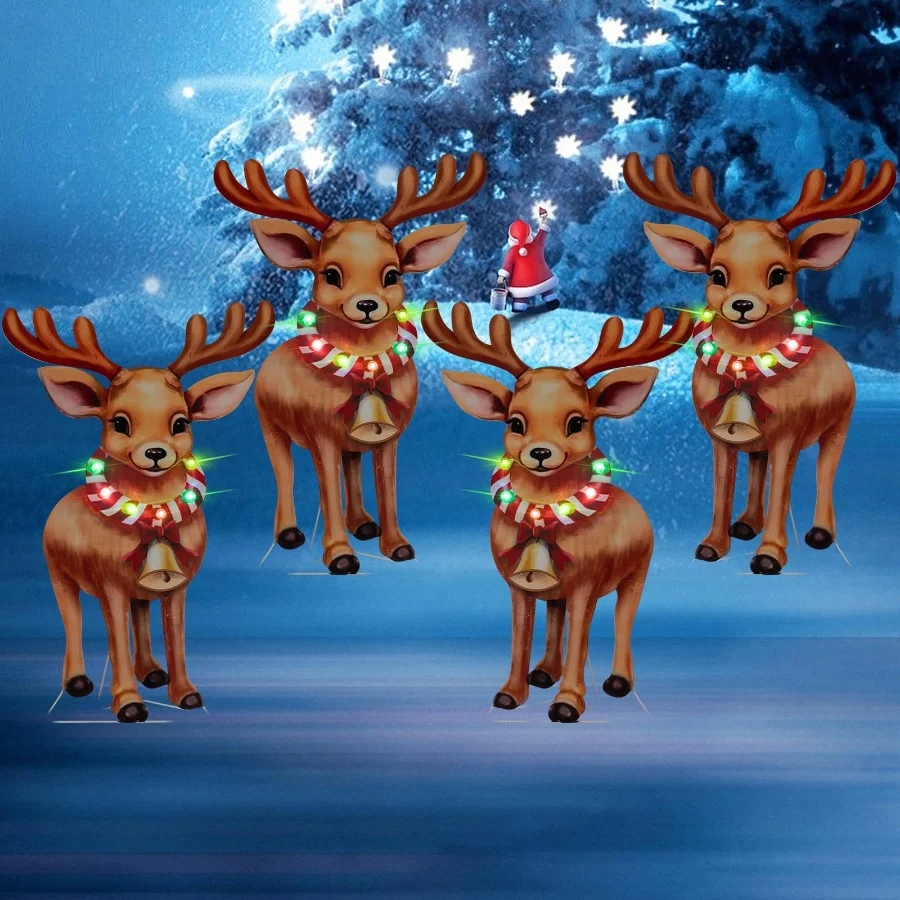 2pk Solar Metal Yard Stake Lights Christmas Decoration Reindeer Stake Colored Flashing LED Lights fo - 04 2pk Solar Metal Yard Stake Lights Christmas Decoration Reindeer Stake Colored Flashing LED Lights fo 04