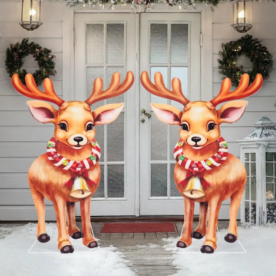 2pk Solar Metal Yard Stake Lights Christmas Decoration Reindeer Stake Colored Flashing LED Lights fo - 05 2pk Solar Metal Yard Stake Lights Christmas Decoration Reindeer Stake Colored Flashing LED Lights fo 05