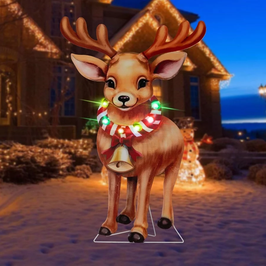 2pk Solar Metal Yard Stake Lights Christmas Decoration Reindeer Stake Colored Flashing LED Lights fo - 07 2pk Solar Metal Yard Stake Lights Christmas Decoration Reindeer Stake Colored Flashing LED Lights fo 07