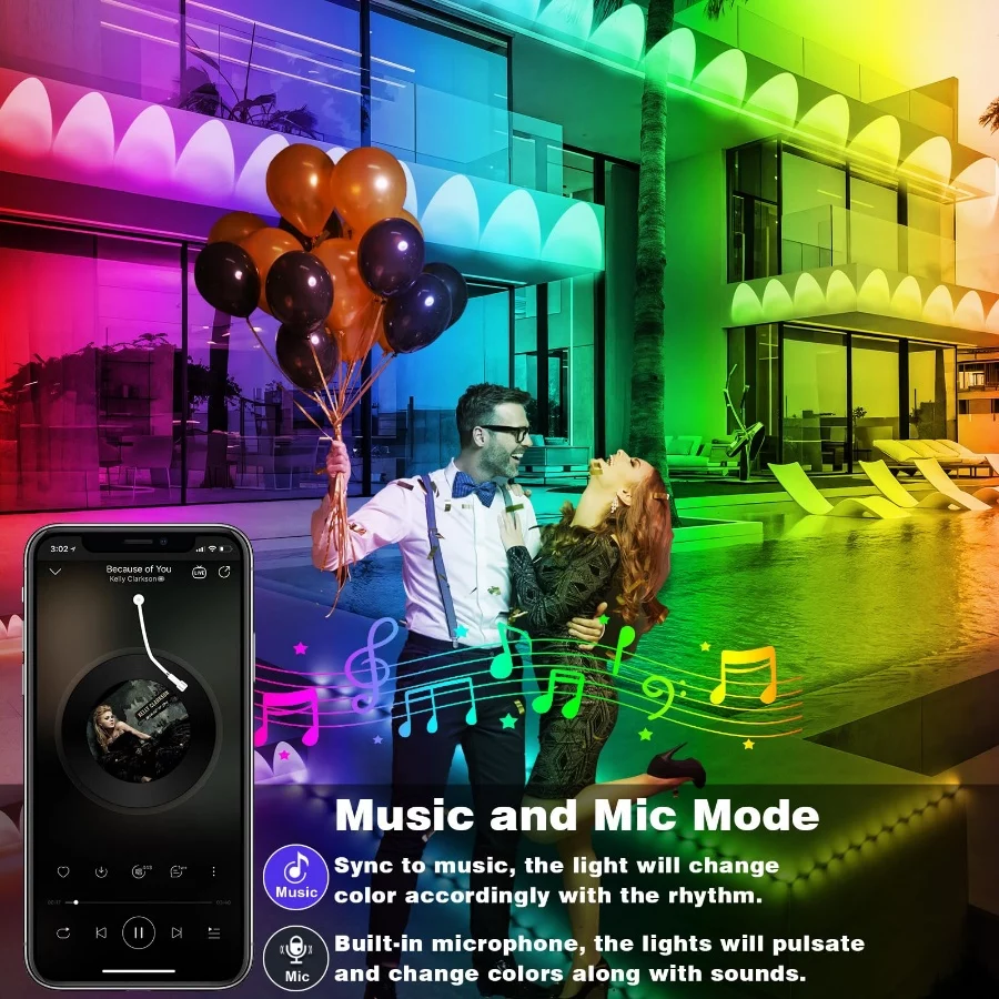 300FT Permanent Outdoor RGB Lights - IP67 Waterproof with Smart App Control Remote, DIY Scene Modes, - 07 300FT Permanent Outdoor RGB Lights IP67 Waterproof with Smart App Control Remote DIY Scene Modes 07