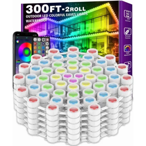 300FT Permanent Outdoor RGB Lights IP67 Waterproof with Smart App Control Remote DIY Scene Modes 08