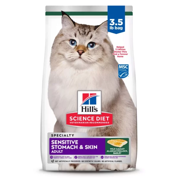 Hil-l's Science Diet Sensitive Stomach & Skin Adult Dry Cat Food - Pollock