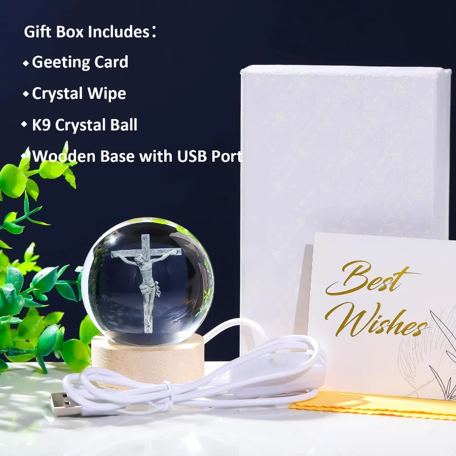 3D Crystal Cross Jesus Figurine Statue, 3D Jesus Nativity Scene Crystal Ball Night Light with Cross - 02 3D Crystal Cross Jesus Figurine Statue 3D Jesus Nativity Scene Crystal Ball Night Light with Cross 02