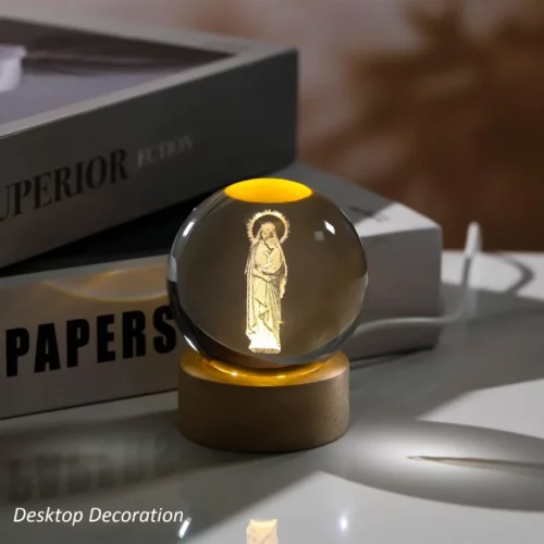 3D Crystal Virgin Mary and Jesus Statue Figurine Laser Engraved Blessed Mother and Child Jesus Glas 03