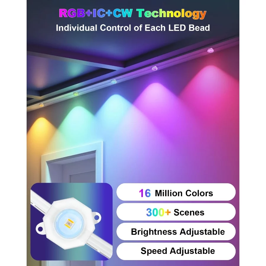 50ft Permanent Outdoor Lights for House,Smart RGB+IC LED Christmas Lights Outside with 16 Million DI - 02 50ft Permanent Outdoor Lights for HouseSmart RGBIC LED Christmas Lights Outside with 16 Million DI 02