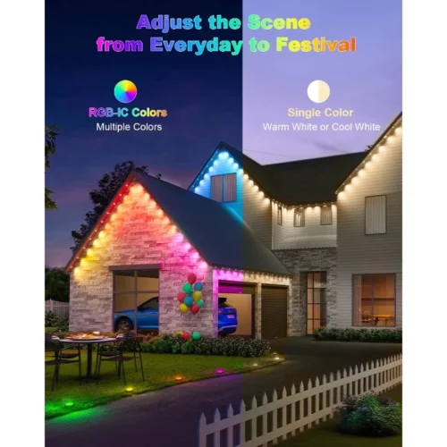 50ft Permanent Outdoor Lights for HouseSmart RGBIC LED Christmas Lights Outside with 16 Million DI 05