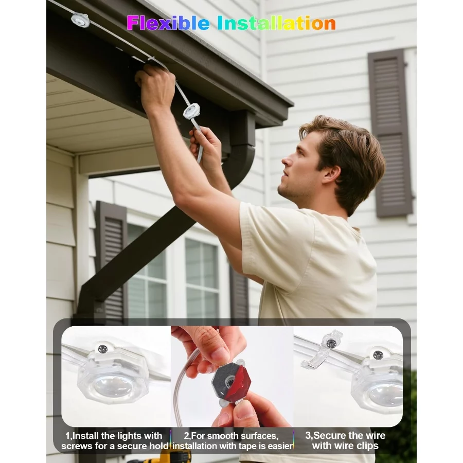 50ft Permanent Outdoor Lights for House,Smart RGB+IC LED Christmas Lights Outside with 16 Million DI - 06 50ft Permanent Outdoor Lights for HouseSmart RGBIC LED Christmas Lights Outside with 16 Million DI 06