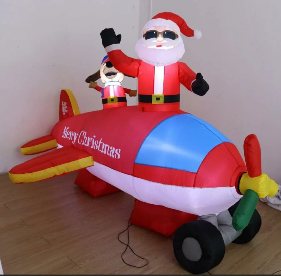 8FT Christmas Inflatable Helicopter Santa – Animated LED Lighted Blow Up Yard Decoration for Outdoor, Lawn, Garden & Indoor Holiday USA photo review