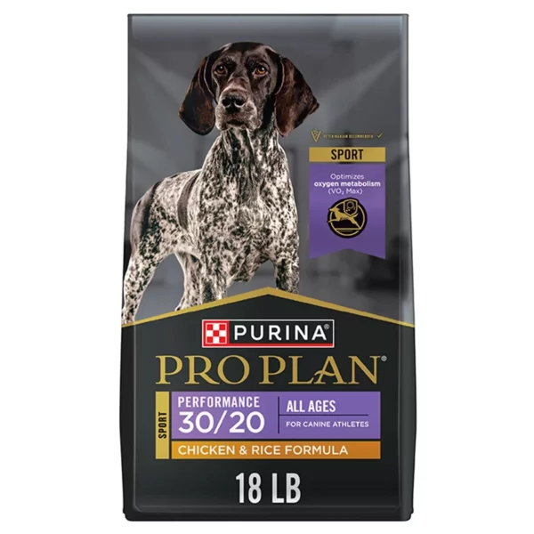 Purina Pro Plan Sport 30/20 All Life Stages Dry Dog Food – High Protein Chicken and Rice, 18 lb
