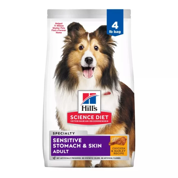4 Lb Hill Science Diet Sensitive Stomach and Skin Adult Dry Dog Food - Chicken and Barley