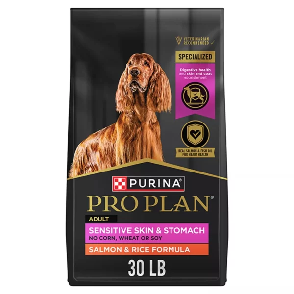 Purina Pro Plan Sensitive Skin and  Stomach Adult Dry Dog Food - Salmon and  Rice, No Corn, Wheat or Soy 30Lb