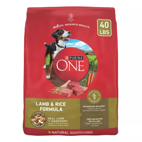 Purina ONE Adult Dry Dog Food – High-Protein Lamb and Rice Recipe 14Lb