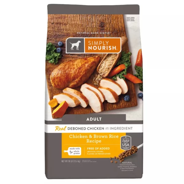 Simply Nourish Original Adult Dog Food – Chicken and Brown Rice Recipe, 30 lb Bag