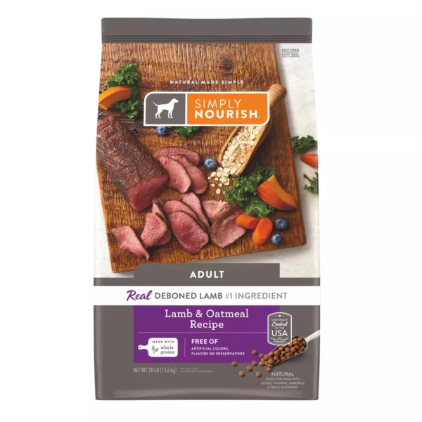 Simply Nourish Original Adult Dog Food – Lamb and Oatmeal Recipe, 30 lb Bag