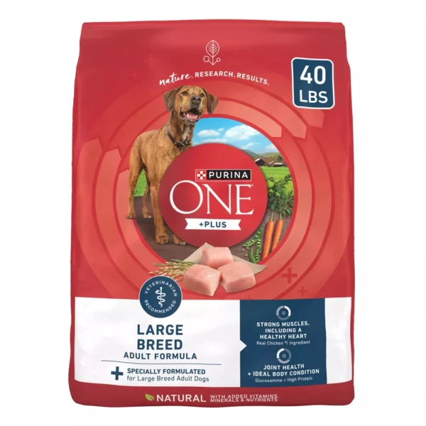 Purina ONE +Plus Large Breed Adult Dry Dog Food – Natural Chicken Recipe 40Lb