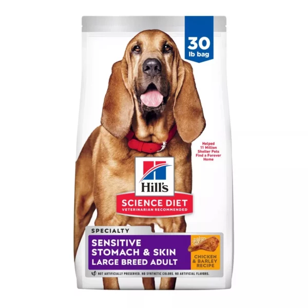 Hill’s Science Diet Sensitive Stomach and Skin Large Breed Adult Dry Dog Food – Chicken and Barley Recipe 30Lb