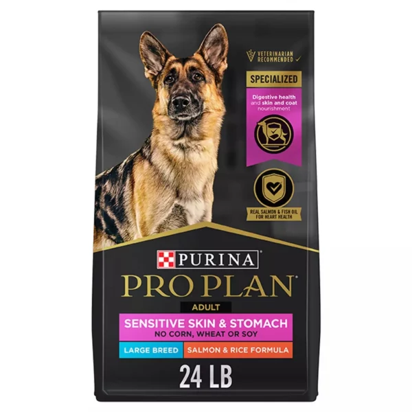 Purina Pro Plan Large Breed Adult Dog Food – Sensitive Skin and  Stomach, Salmon and Rice Formula, 24 lb