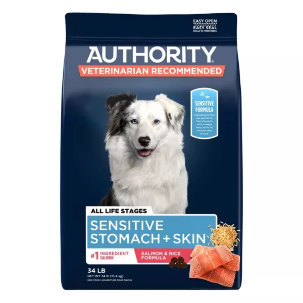 34 Lb Authority Sensitive Stomach and Skin All Life Stages Dry Dog Food - Salmon and Rice