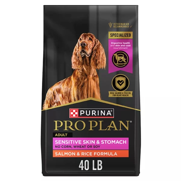 Purina Pro Plan Sensitive Skin and Stomach Adult Dry Dog Food - Salmon and Rice, No Corn, Wheat or Soy 40 Lb