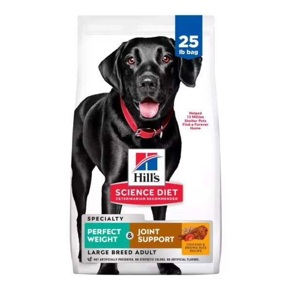 Hill’s Science Diet Perfect Weight and Joint Support Large Breed Adult Dry Dog Food – Chicken and Rice Recipe 25Lb