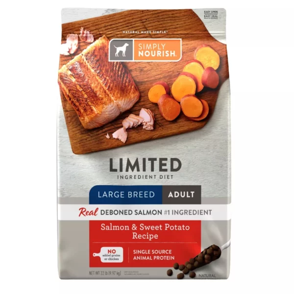 Simply Nourish Large Breed Adult Dog Food – Salmon and Sweet Potato Recipe, 22 lb Bag