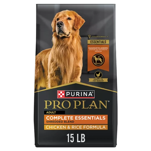 Purina Pro Plan Shredded Blend Adult Dog Food – Chicken and Rice Recipe, 15 lb Bag