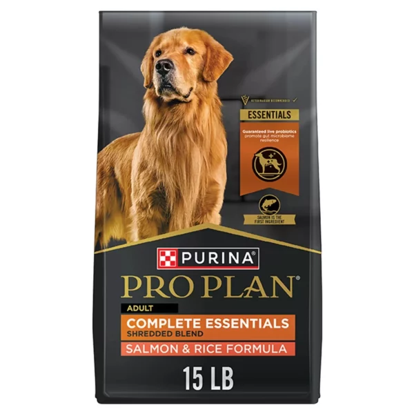 Purina Pro Plan Shredded Blend Adult Dog Food – Salmon and Rice Recipe, 15 Lb Bag