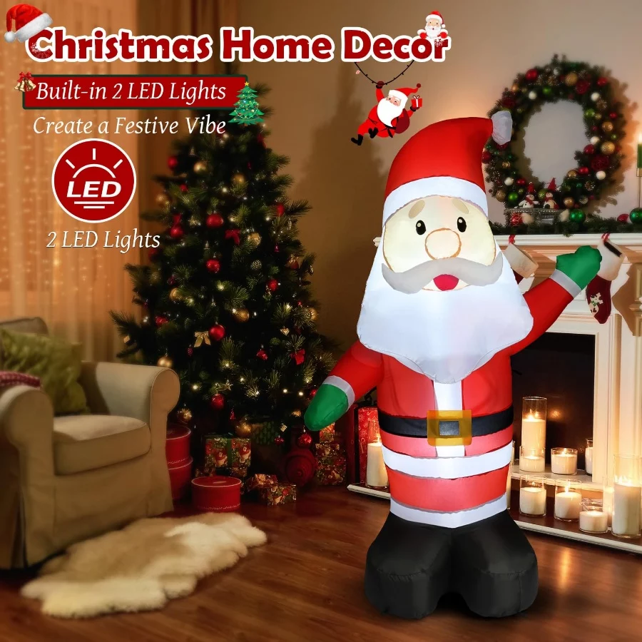 5FT Christmas Inflatable Hello Santa Claus, Christmas Blow Up Yard Outdoor Decor with Build in LEDs, - 02 5FT Christmas Inflatable Hello Santa Claus Christmas Blow Up Yard Outdoor Decor with Build in LEDs 02