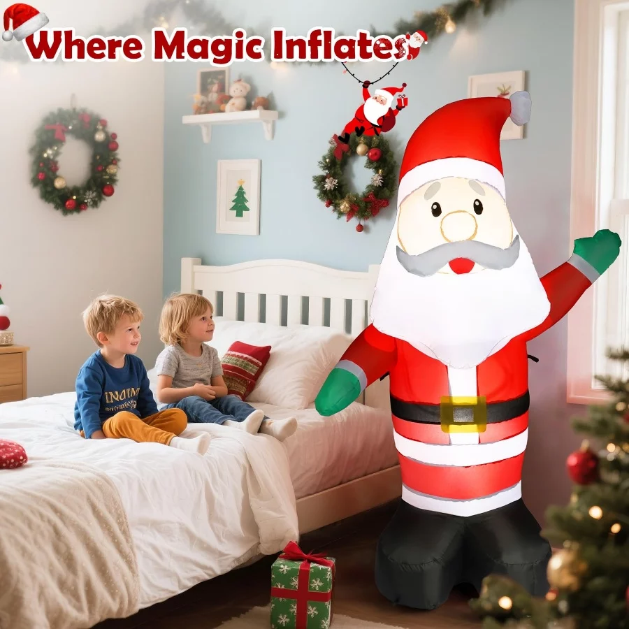 5FT Christmas Inflatable Hello Santa Claus, Christmas Blow Up Yard Outdoor Decor with Build in LEDs, - 04 5FT Christmas Inflatable Hello Santa Claus Christmas Blow Up Yard Outdoor Decor with Build in LEDs 04