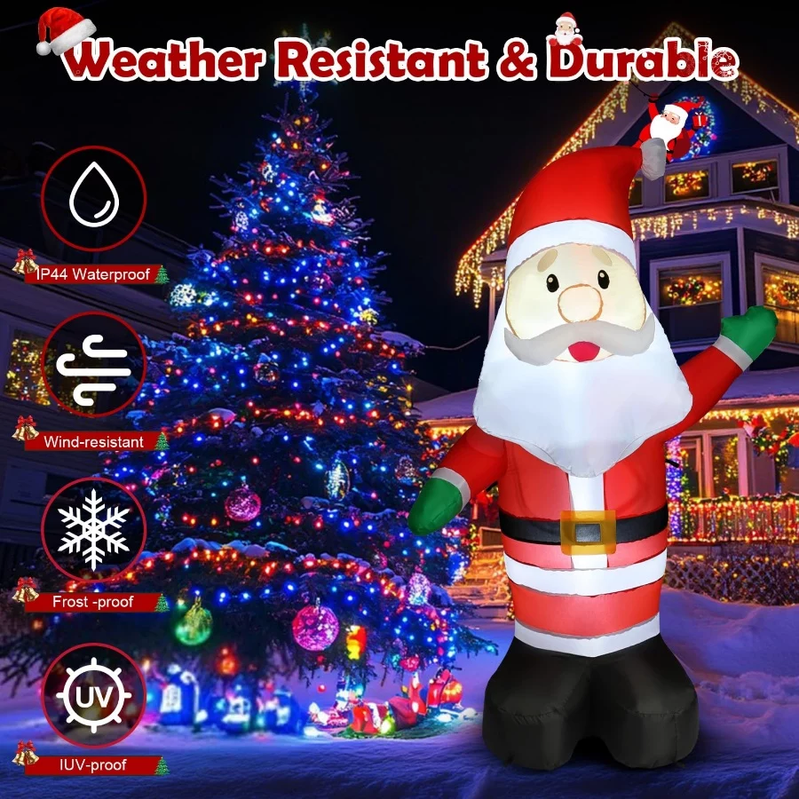 5FT Christmas Inflatable Hello Santa Claus, Christmas Blow Up Yard Outdoor Decor with Build in LEDs, - 06 5FT Christmas Inflatable Hello Santa Claus Christmas Blow Up Yard Outdoor Decor with Build in LEDs 06