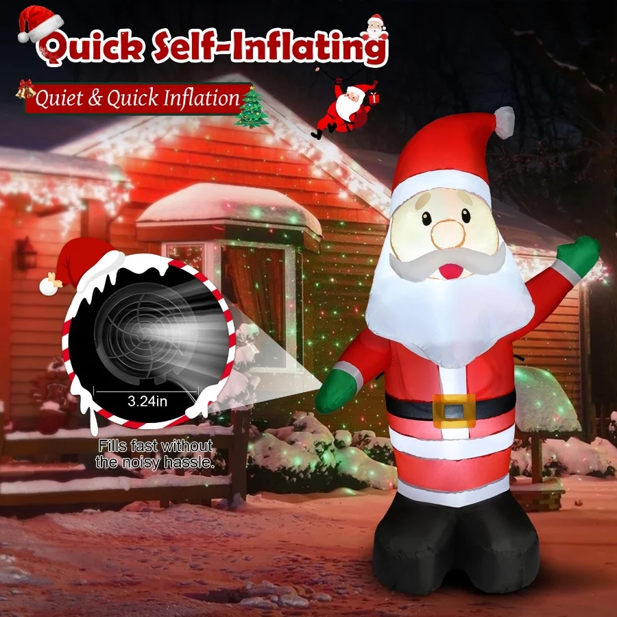 5FT Christmas Inflatable Hello Santa Claus, Christmas Blow Up Yard Outdoor Decor with Build in LEDs, - 07 5FT Christmas Inflatable Hello Santa Claus Christmas Blow Up Yard Outdoor Decor with Build in LEDs 07