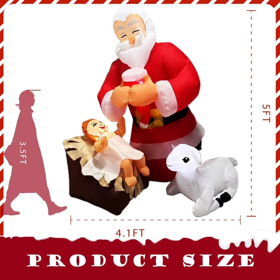 5FT Christmas Inflatables Jesus Nativity Scene Outdoor Decorations,Inflatable The Birth of Jesus Sce - 03 5FT Christmas Inflatables Jesus Nativity Scene Outdoor DecorationsInflatable The Birth of Jesus Sce 03
