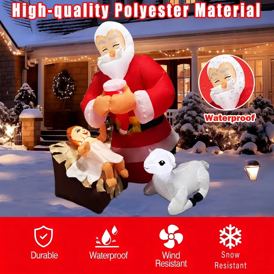 5FT Christmas Inflatables Jesus Nativity Scene Outdoor Decorations,Inflatable The Birth of Jesus Sce - 04 5FT Christmas Inflatables Jesus Nativity Scene Outdoor DecorationsInflatable The Birth of Jesus Sce 04