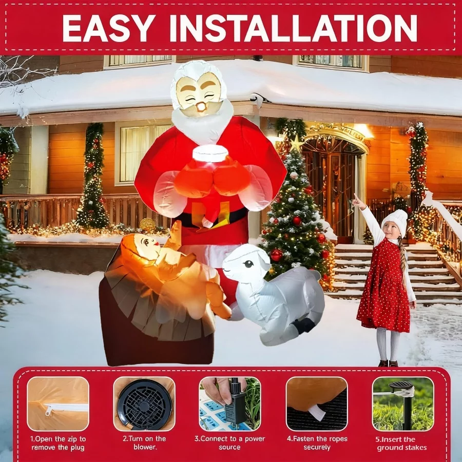 5FT Christmas Inflatables Jesus Nativity Scene Outdoor Decorations,Inflatable The Birth of Jesus Sce - 05 5FT Christmas Inflatables Jesus Nativity Scene Outdoor DecorationsInflatable The Birth of Jesus Sce 05
