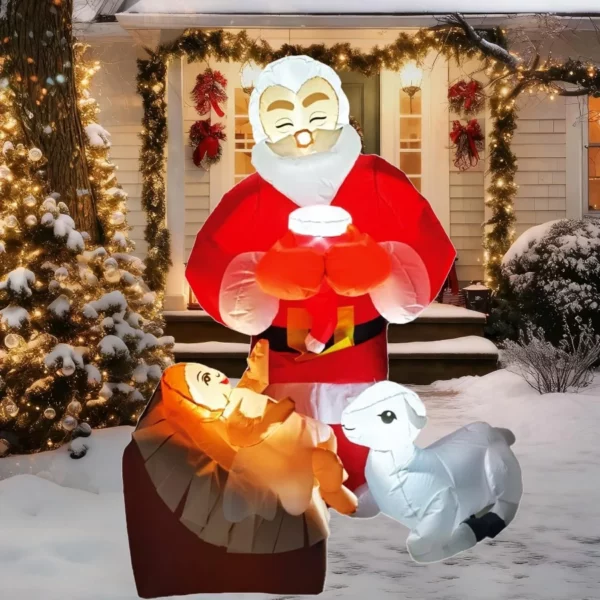 5FT Christmas Inflatable The Birth of Jesus Scene, Religious Blow Up Outdoor Yard Decorations for Holiday & Party