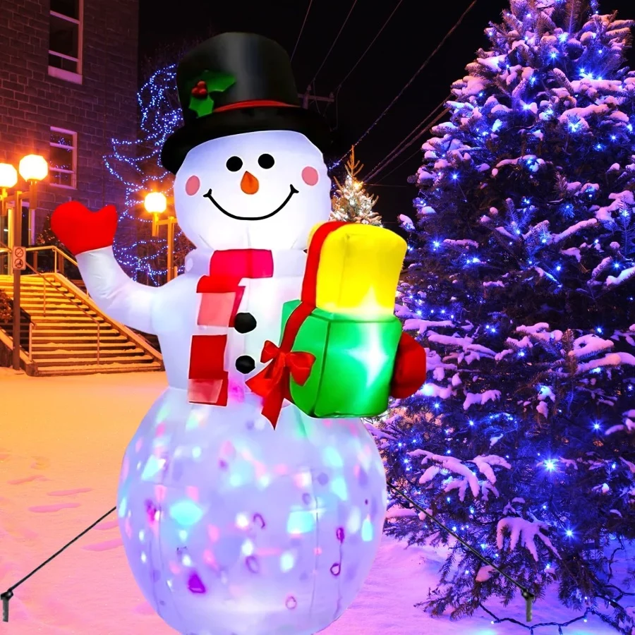 5FT Christmas Inflatables Snowman with Rotating Lights, Blow Up Snowman Outdoor Decoration LED Light - 01 5FT Christmas Inflatables Snowman with Rotating Lights Blow Up Snowman Outdoor Decoration LED Light 01