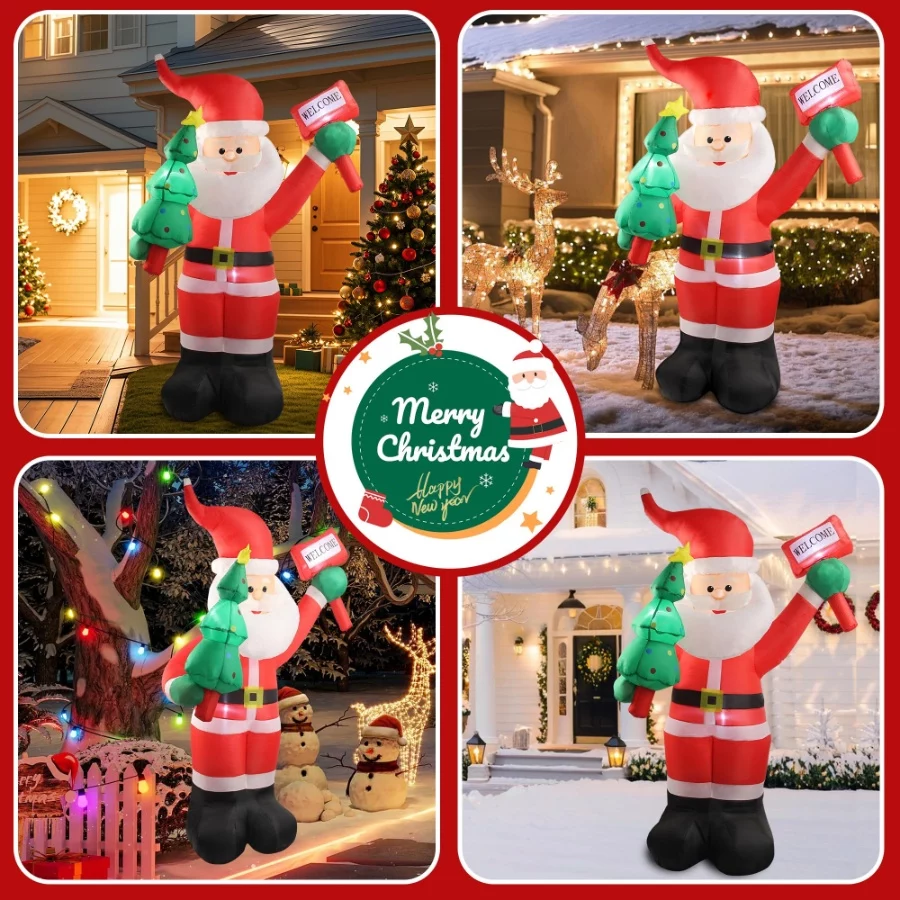 6 FT Christmas Inflatable Santa Claus Outdoor Decorations with Built-In LEDs, Blow-Up Santa for Yard - 05 6 FT Christmas Inflatable Santa Claus Outdoor Decorations with Built In LEDs Blow Up Santa for Yard 05