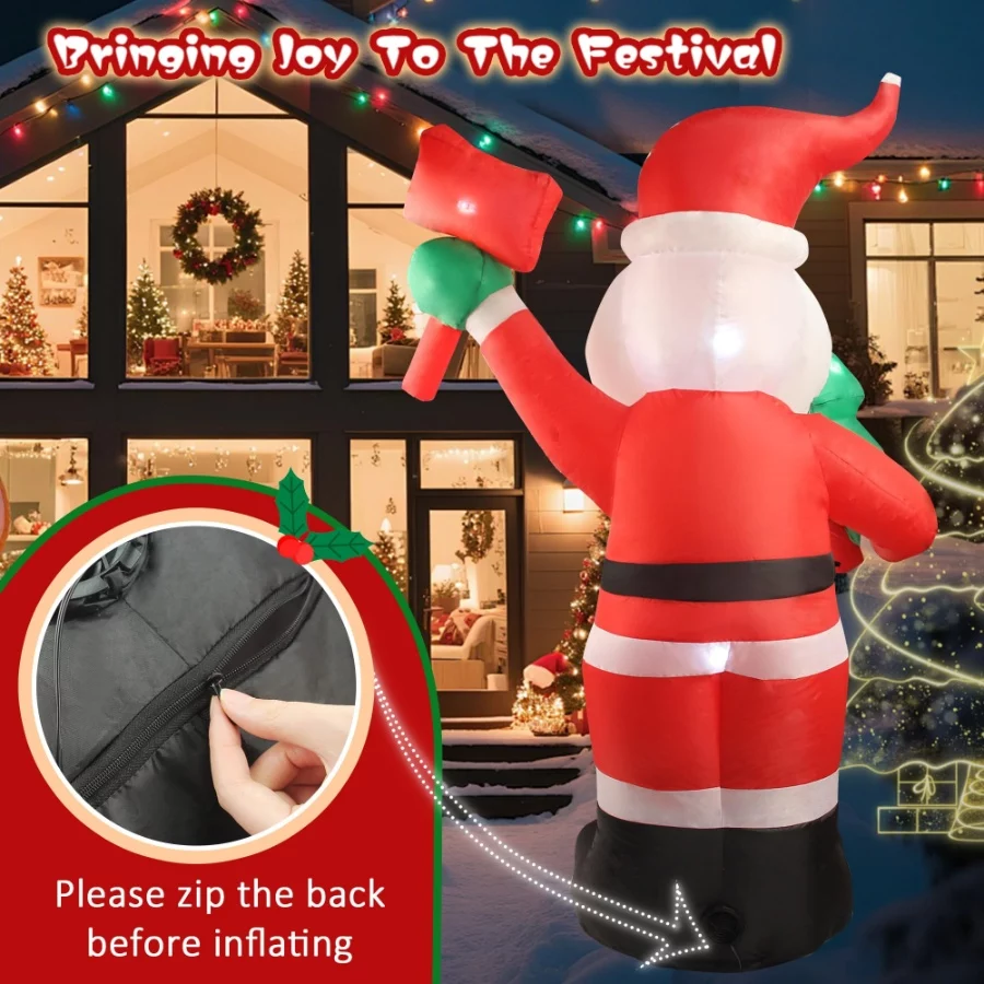6 FT Christmas Inflatable Santa Claus Outdoor Decorations with Built-In LEDs, Blow-Up Santa for Yard - 06 6 FT Christmas Inflatable Santa Claus Outdoor Decorations with Built In LEDs Blow Up Santa for Yard 06