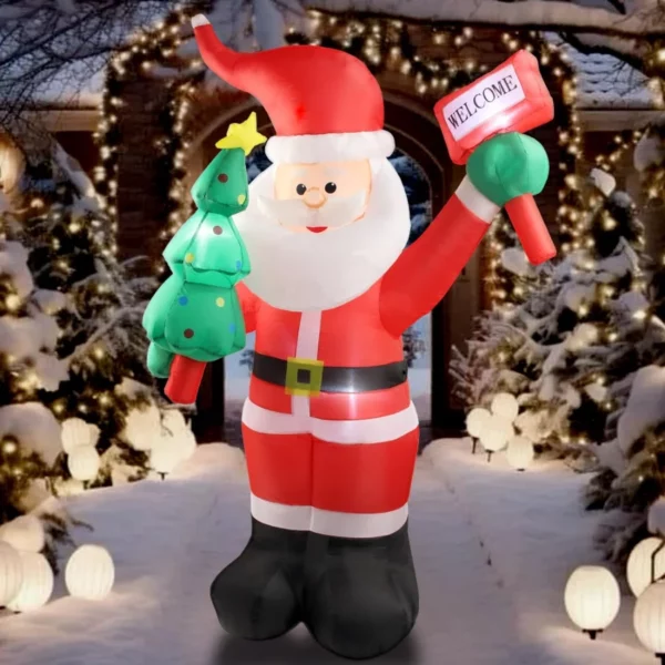 6FT Inflatable Santa Claus Outdoor Decoration – Lighted Blow Up Xmas Decor with Built-In LEDs for Garden Lawn Yard Indoor