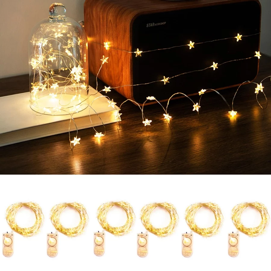 6 Packs 6.6ft 20 LEDs Star Fairy Lights Battery Operated,Mini Star String Lights,Waterproof Twinkle - 07 6 Packs 6.6ft 20 LEDs Star Fairy Lights Battery OperatedMini Star String LightsWaterproof Twinkle 07