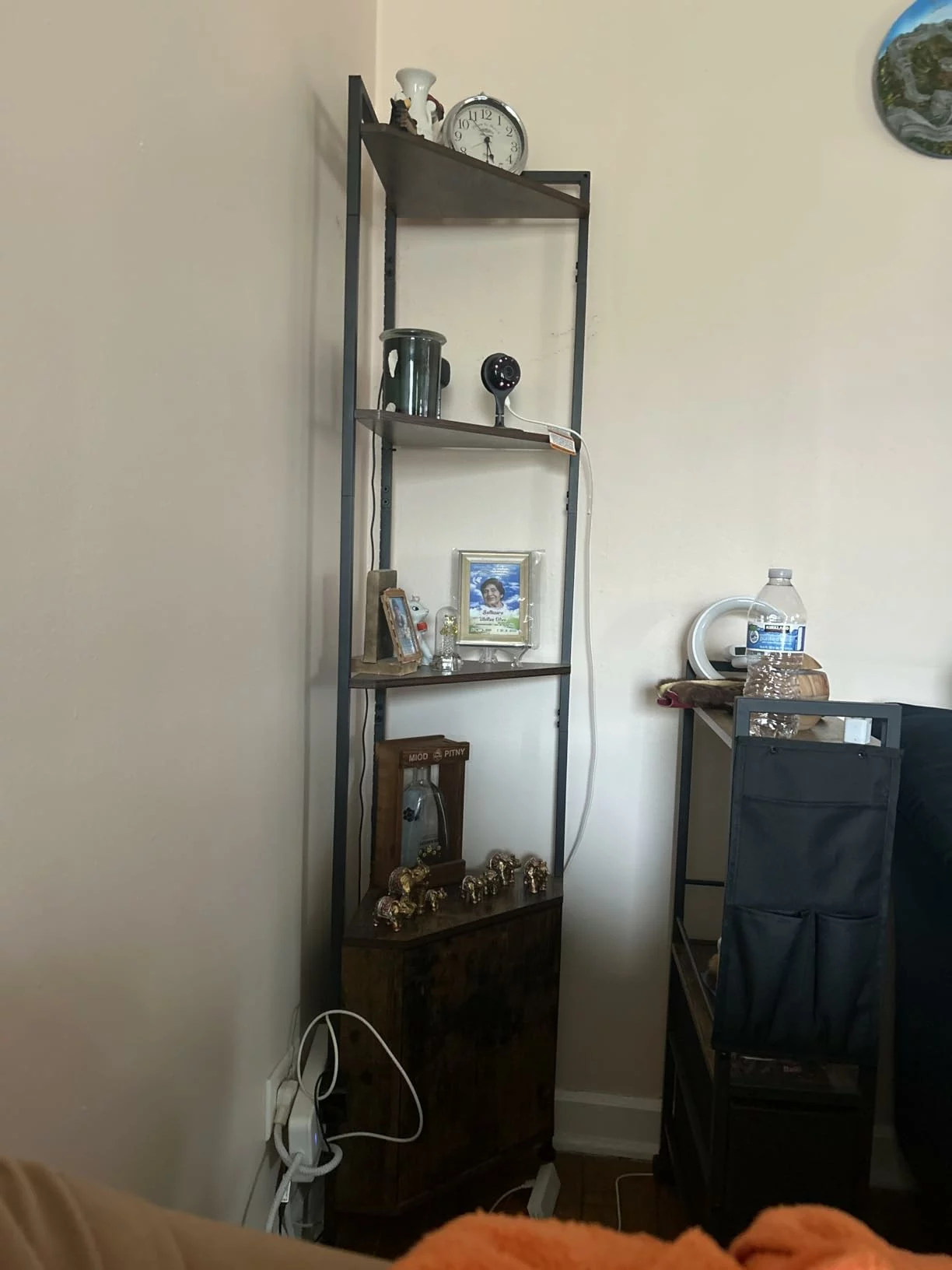 Click to view full screen Furnulem 5-Tier Corner Shelf with LED Light, 62.8” Standing Cabinet Bookshelf, Wood Display Storage for Living Room Bedroom photo review