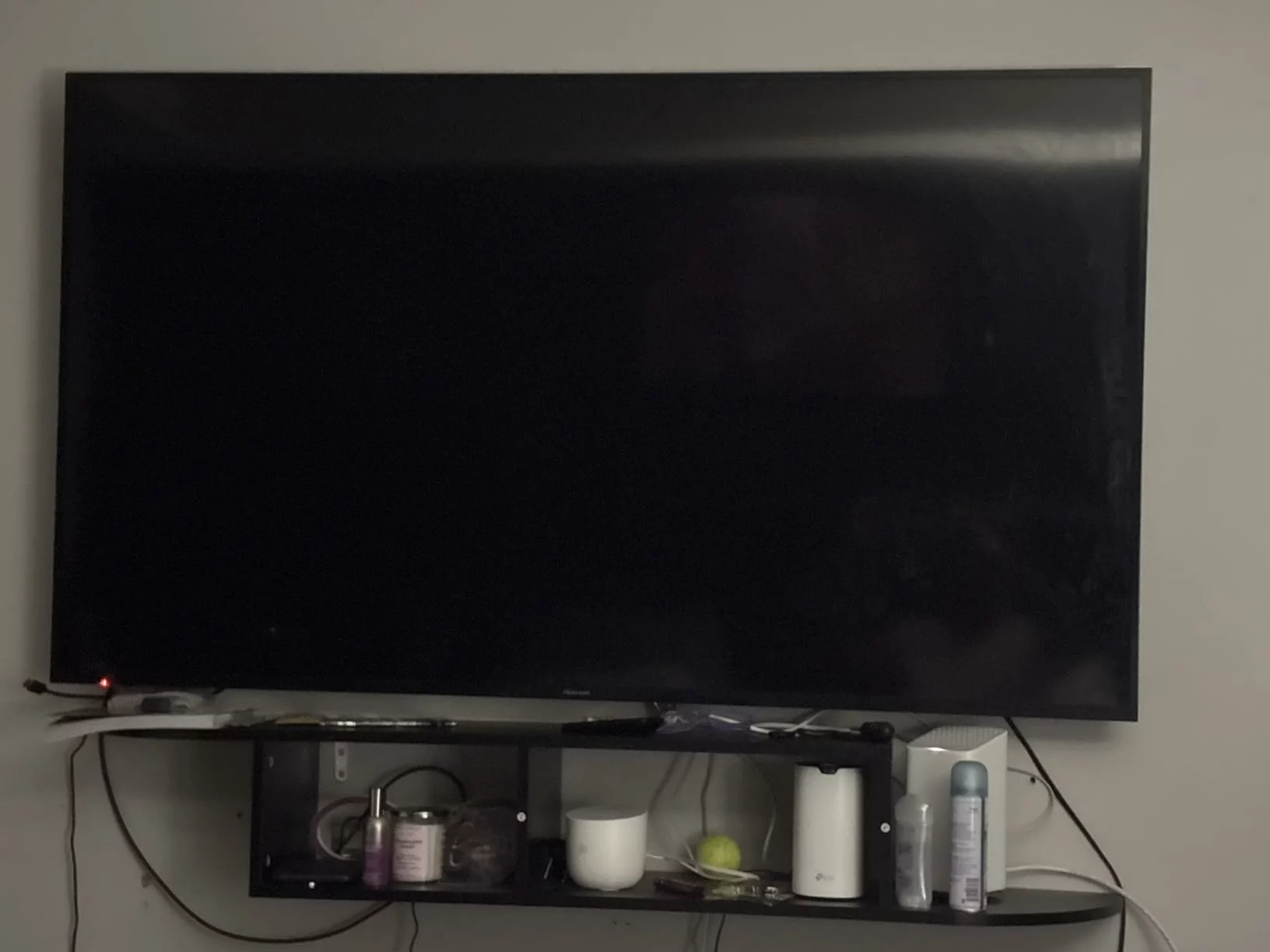 Click to view full screen Floating TV Stand Wall Mounted Entertainment Center, Media Console Cabinet Shelf with Storage for Living Room Bedroom ( Grey) photo review
