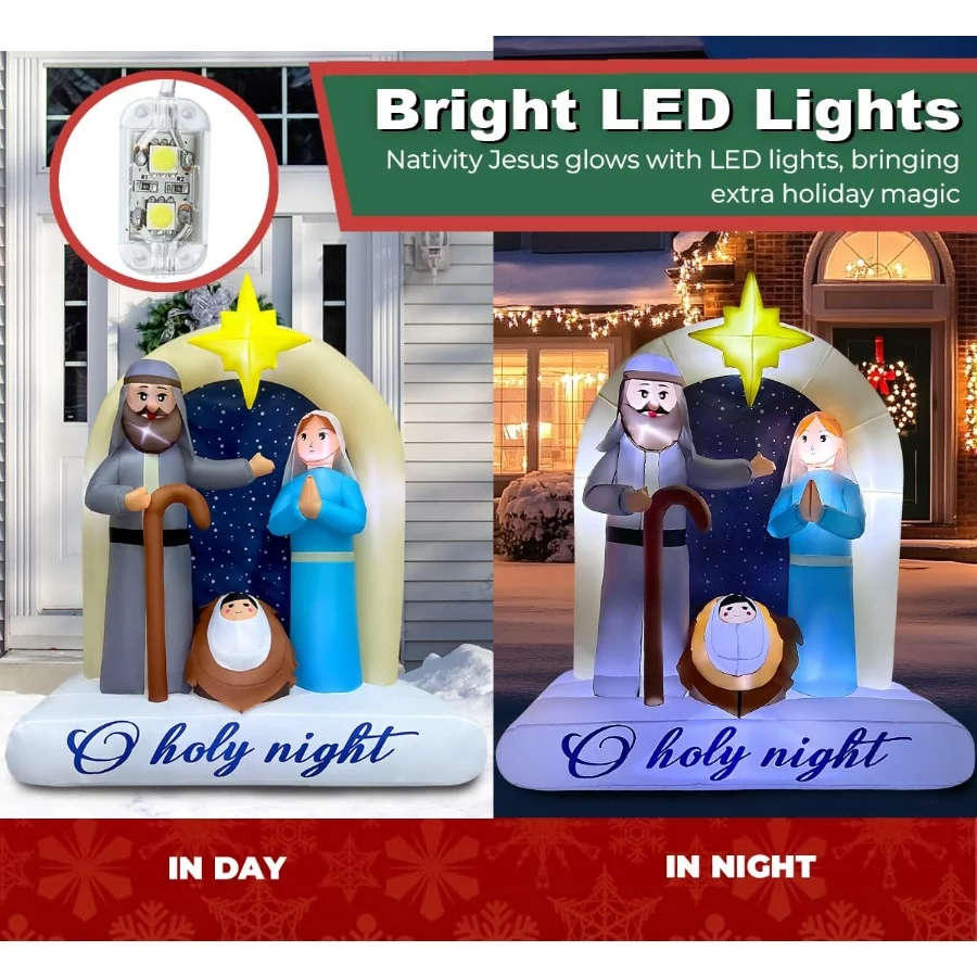 6ft Christmas Inflatables Nativity Scene Outdoor Decorations Built-in LED Lighted Blow Up Decoration - 03 6ft Christmas Inflatables Nativity Scene Outdoor Decorations Built in LED Lighted Blow Up Decoration 03