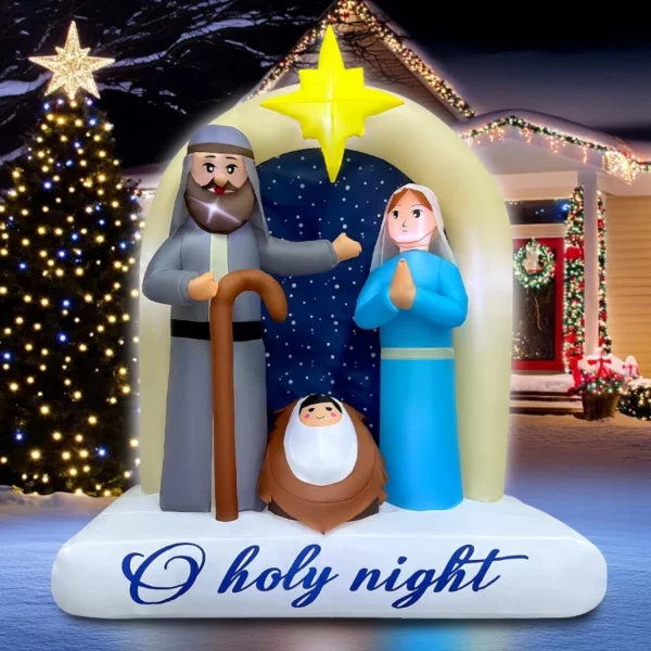 Christmas Inflatable Nativity Scene 6FT with LED Light, Outdoor Indoor Home Yard Garden Blow Up Holiday Decoration