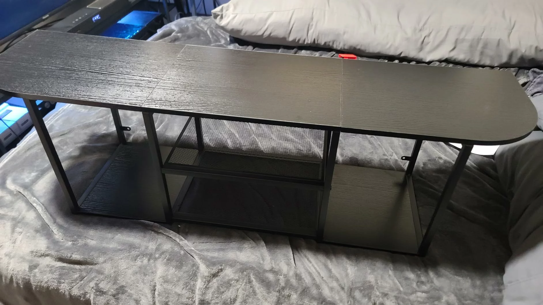 Click to view full screen Floating TV Stand for 55 Inch TV Entertainment Center Wall Mounted Media Console with Open Storage Shelves, Modern photo review