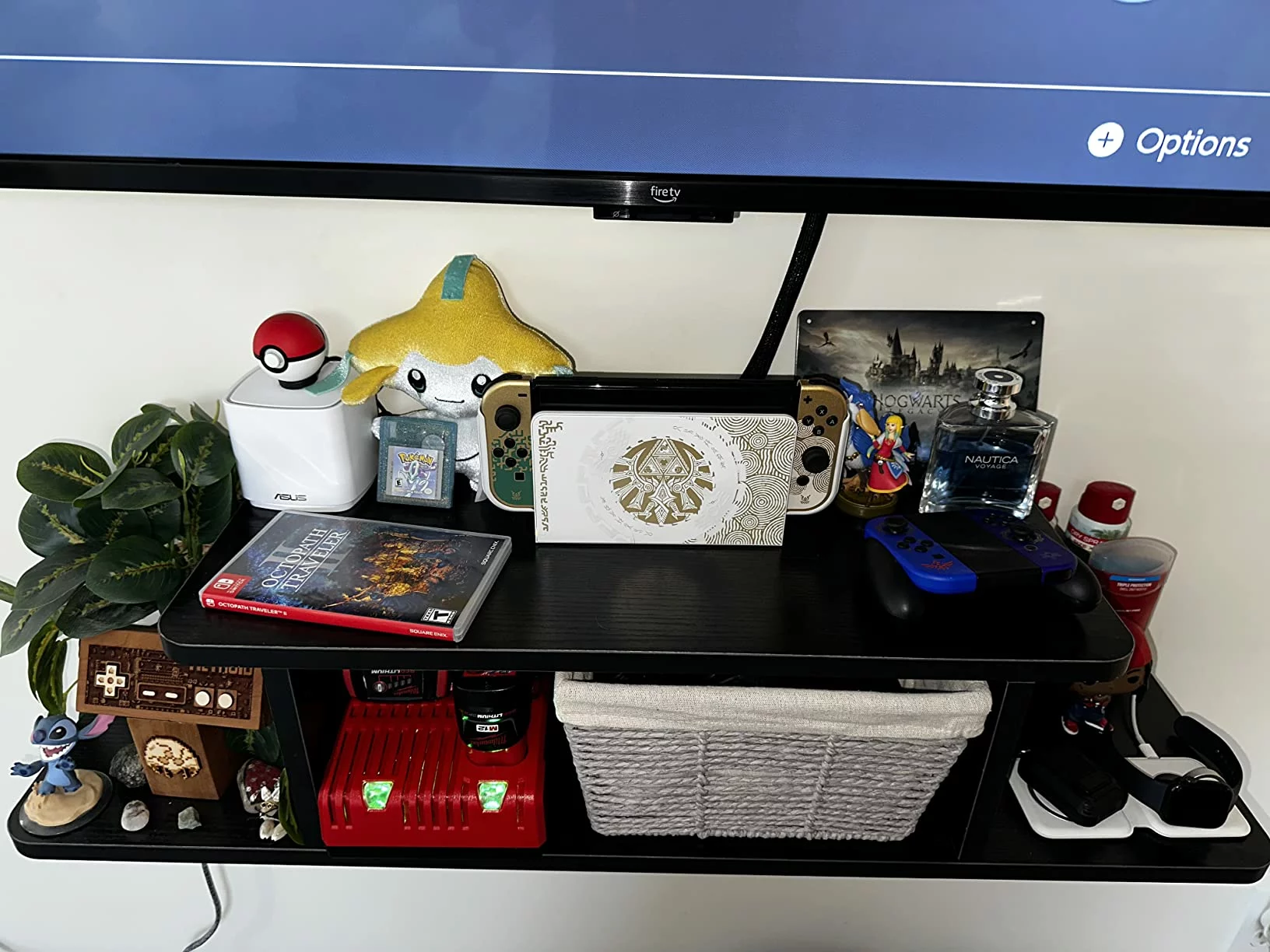 Click to view full screen Entertainment Center Floating TV Shelf For 55 inch Wall Mounted Media Console Rack for Router, DVD Player, PS4, Cable Box, Devices photo review