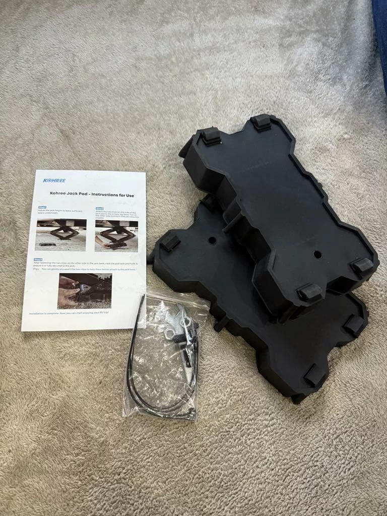 Click to view full screen 4 Pack RV Stabilizer Jack Pads, Solid Rubber Scissor Jack Block Foot Pads for Camper Trailer Stabilizers photo review